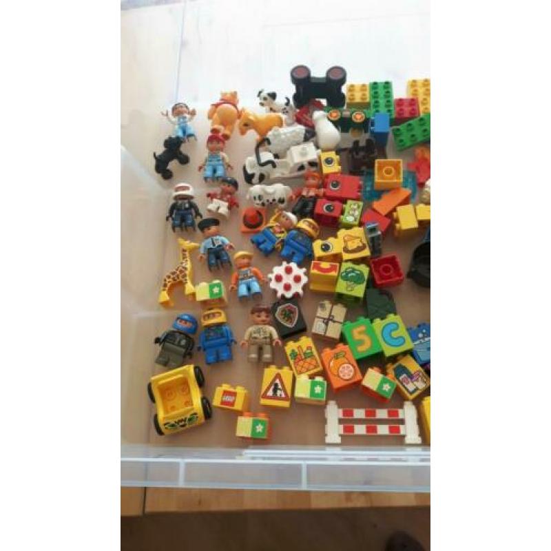 Partij lego duplo, heel divers met 12 poppetjes en 8 dieren