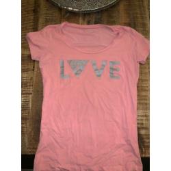 Guess roze t-shirt maat L zilver