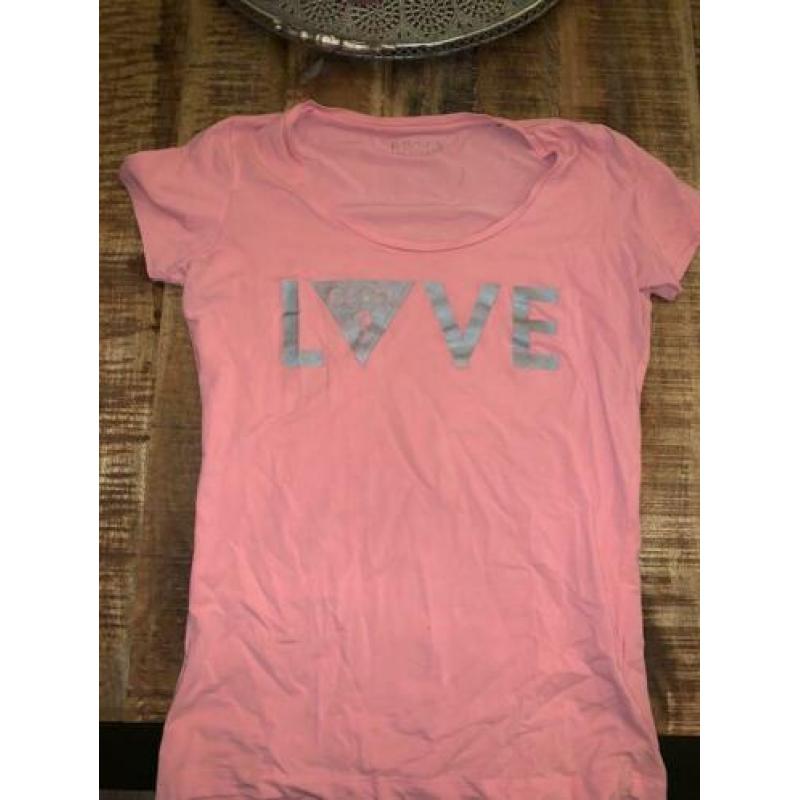 Guess roze t-shirt maat L zilver