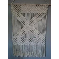 Stoer geometrisch off white macrame wandkleed