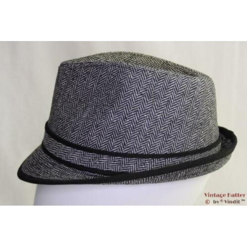 gleufhoed Trilby grijs vissengraat 57 nieuw unisex