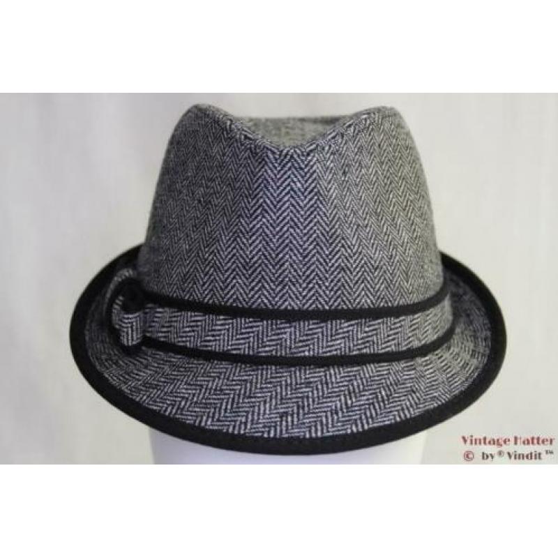 gleufhoed Trilby grijs vissengraat 57 nieuw unisex