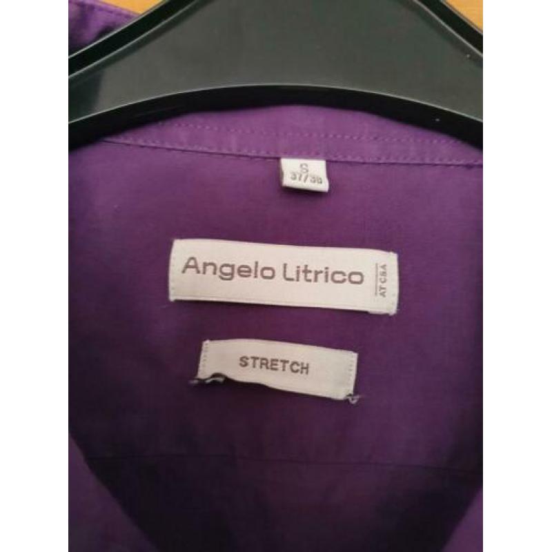 Mooie paarse herenblouse Angelo Litrico maat S