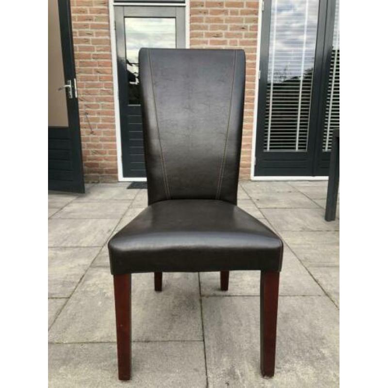 6 x bruin lederen eetkamerstoelen