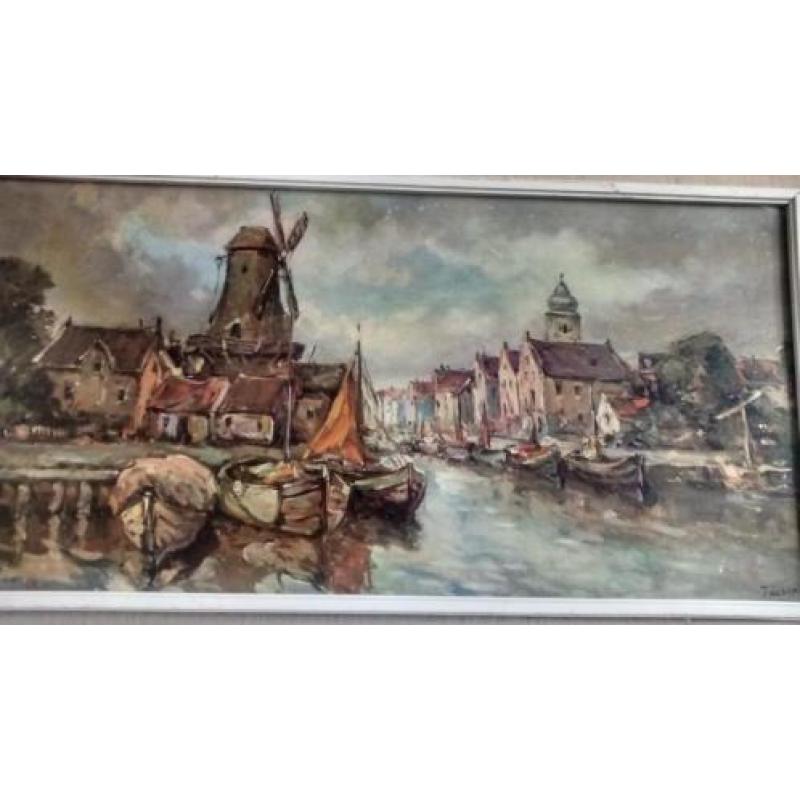 Schilderij Oud stadsgezicht Schilder Täuber.