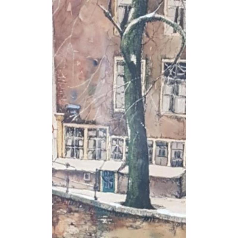 Jan Korthals tek. aquarel Amsterdam Leidsegracht Herengracht