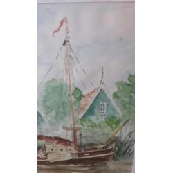 aquarel Maartje 1987 zaanse huisjes zaandam zeilboot