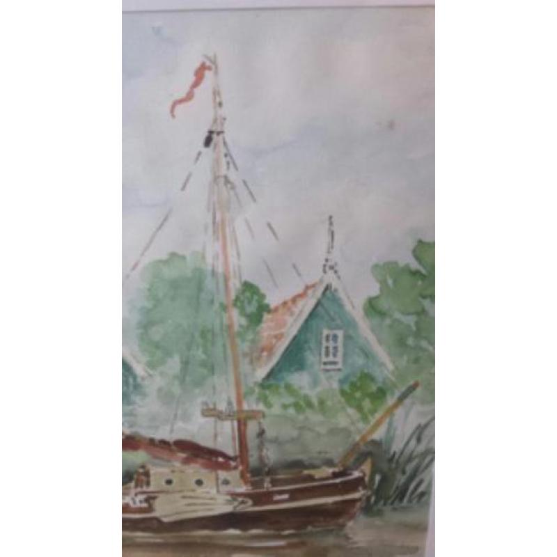 aquarel Maartje 1987 zaanse huisjes zaandam zeilboot