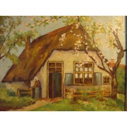 Olieverf Schilderij Met Boerderij Gesigneerd J. Kruysse