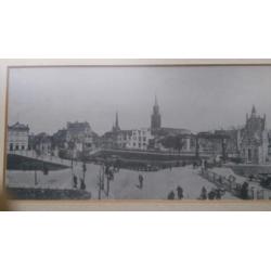 Oude prent Dam en sluizen in Zaandam anno1910 lijst 78x28cm