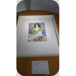 1317 - aquarel vrouw op stoel - Henk Bloemer - € 10