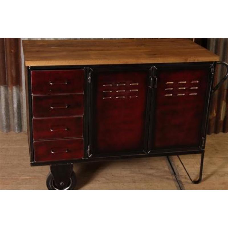 Industriële retro trolley/koffiekar/dressoir nr.7725