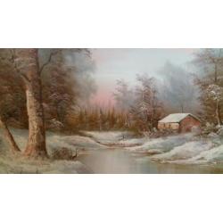 Schilderij winters landschap