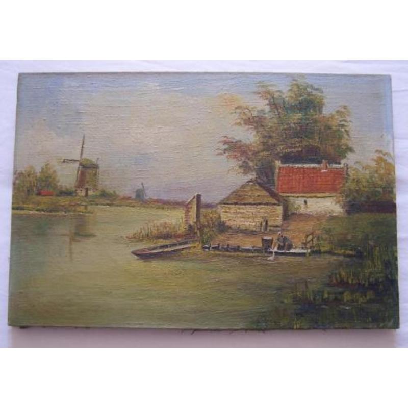 Rond 1900 geschilderd Olieverfschilderij op doek