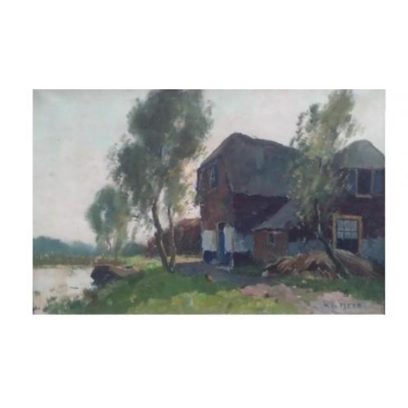 Kees K. v.d. Meer landschap schilderij boerderij