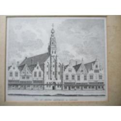 Oude pentekening Leiden "Het St. Jacobsgasthuis te Leyden"