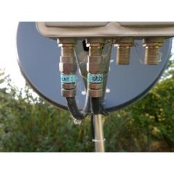 Quad LNB + schotel + tegelvoet + 8m kabel (Canal Digitaal)