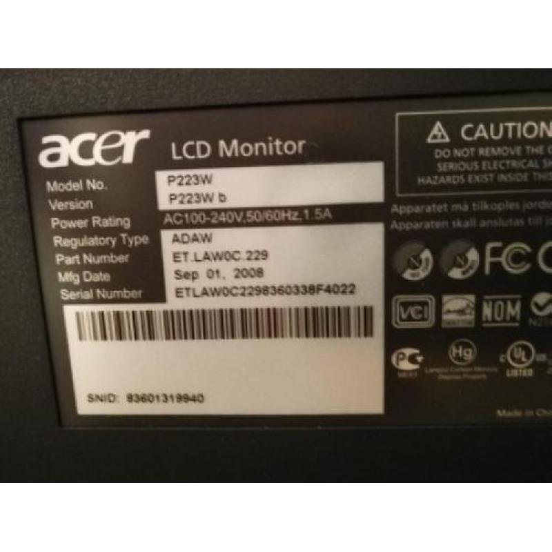 Acer monitor 22 inch