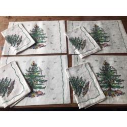 Spode christmas tree kerst 4 placemats 4 servetten