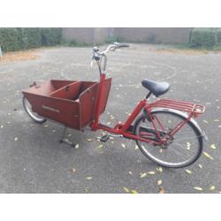 Bakfiets long van andel met extra bankje en regen tent