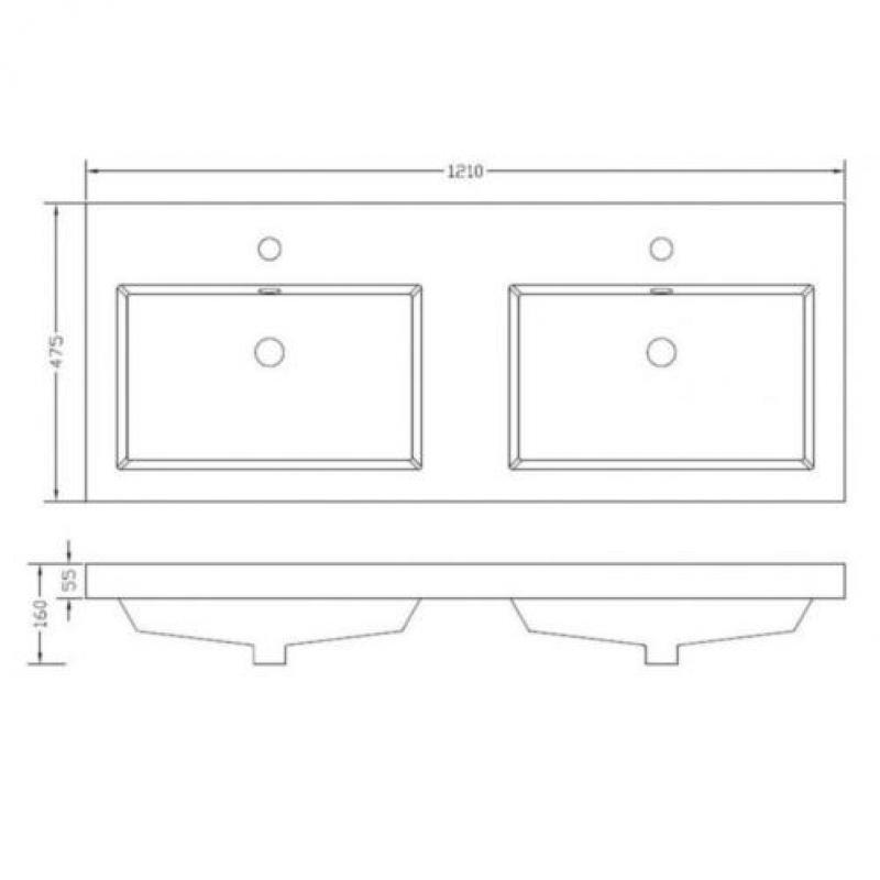 Wiesbaden Vision Losse Dubbele Kunstmarmer Wastafel (120x...