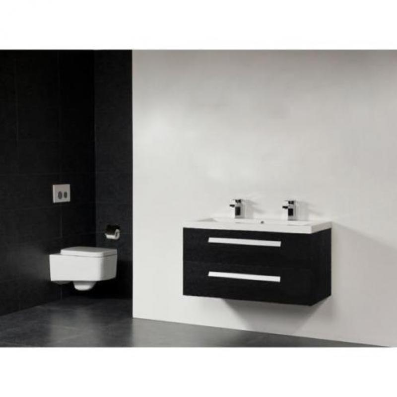 Saniclass Foggia badmeubelset 100cm 2 kraangaten black wood