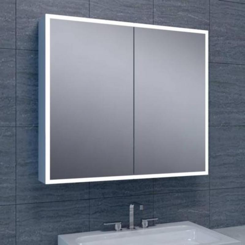 Spiegelkast Quatro Met Rand Verlichting 80X70X13 Aluminium