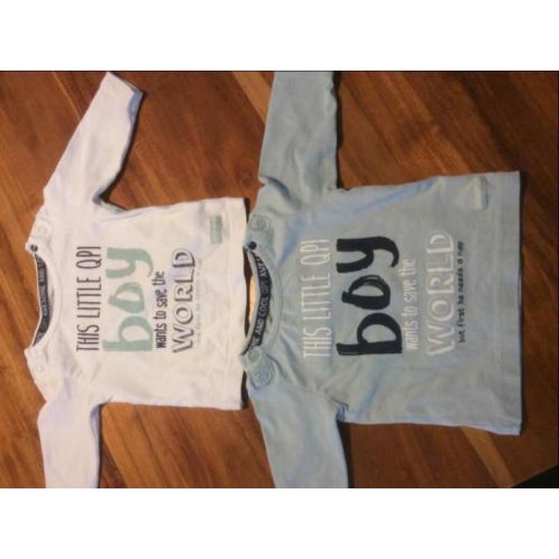 2 Quapi boy shirtjes longsleeves maat 50 tweeling J/J